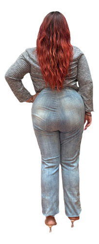 Jeans Dama Talla Extra Grande Stretch Mezclilla Corte Recto
