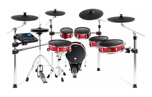 Bateria Eletrônica Alesis Strike Pro Kit 6 Pçs Profissional Cor Vermelho