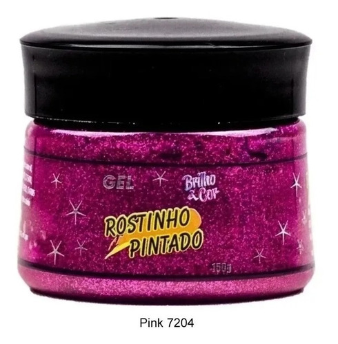 Gel Glitter  Cabelo Cor Rosa Pink 150g  Rostinho Pintado 