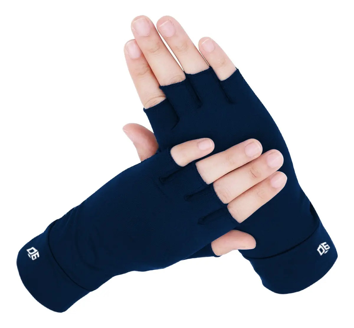 Guantes Proteccion Solar Uv Para Conducir Con Grip Y Touch Azul Medio Dedos Unitalla