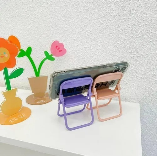 5 Sillitas Kawaii Porta Celular Plegable Soporte Colores