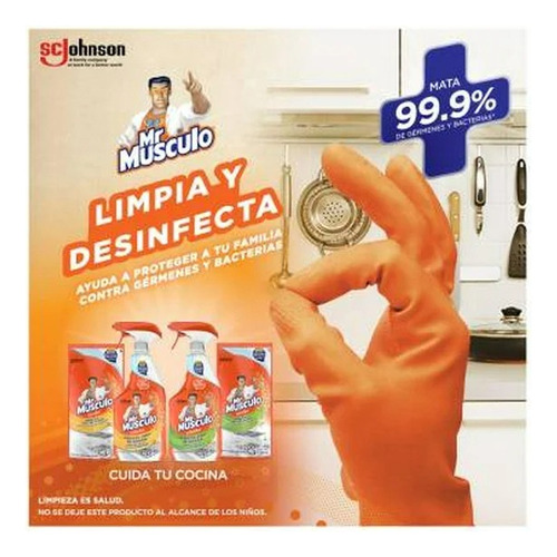 6 Pzas Limpiador Líquido Mr Músculo Desengrasante Para Cocin