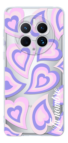 Funda Para Huawei Para Mujer Corazones Morados Con Nombre