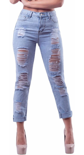 Mom Jeans Mujer - No Elásticado, Destroyed, Levanta Cola.