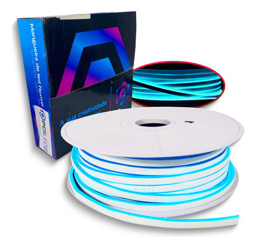 Rolo 50 Metros Mangueira De Led 120d 8mm Ice Blue  6x12