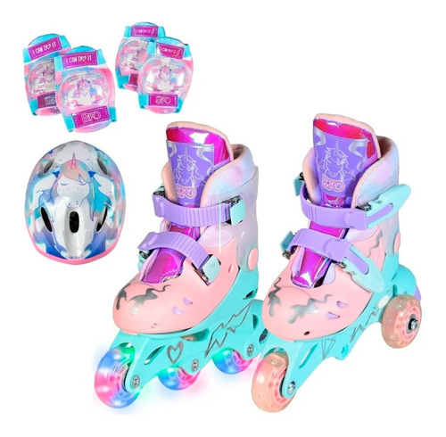 Roller Patín 2en1 Extensible Set Protecciones Luces Bipo