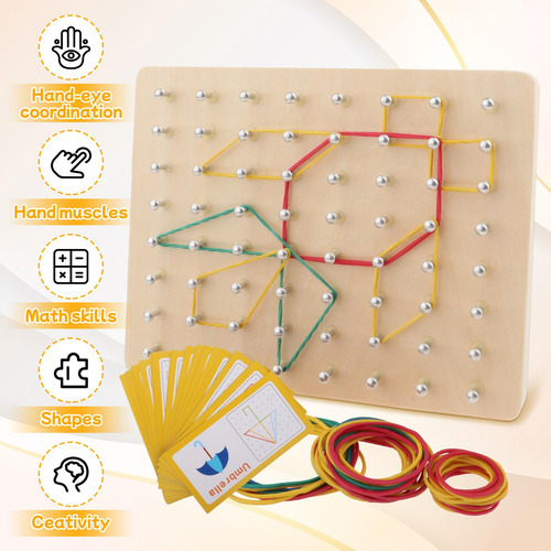Madera Set Shape Puzzle Matrix Geometry Board Para 3 4 5