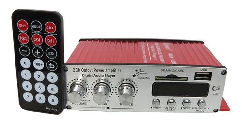 Mini Modulo Amplificador Kinter Ma-120 2 Canais C/ Fonte 12v Vermelho