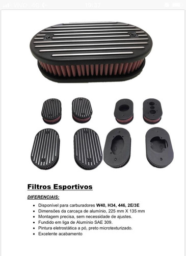 Imagem 3 de 4 de Filtro De Ar Lavável P/ Solex H34 - Alto Cfm - Aletado