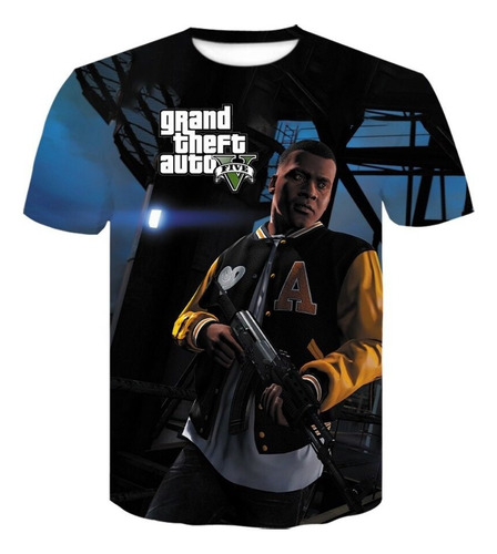 Polera Estampada De Grand Theft Auto Gta 5 Con Impresión 3