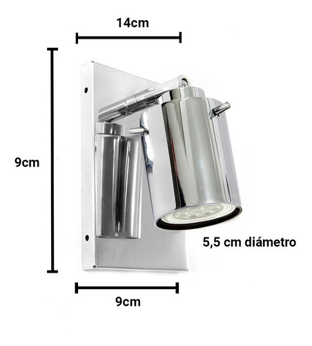 Imagen 3 de 10 de Spot Aplique Pared Cilindro 1 Luz Para Lampara Gu10