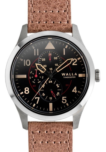 Reloj Hombre Walla - Timekeeper - Steel Classic - Seiko Malla Marrón Bisel Plateado Fondo Negro