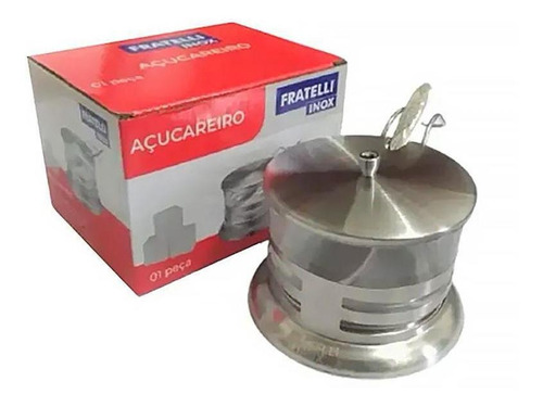 Imagem 5 de 6 de Açucareiro De Vidro Revestido De Inox Com Colher Fratelli