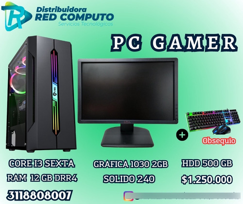 Pc Gamer Intel I3 Sexta Gn Ram 12 Gb Grafica 1030 Monitor 