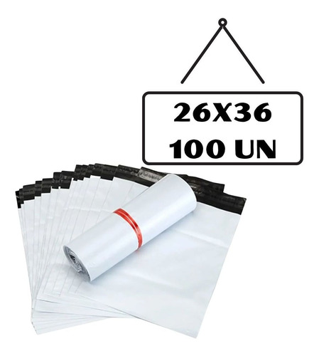 100 Envelopes Segurança 26x36 Branco Saco Embalagem Adesivo