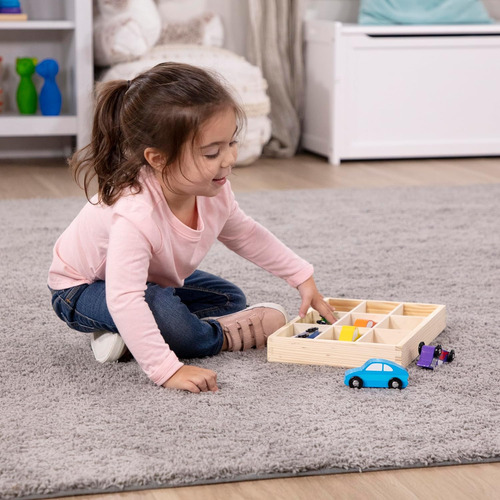 Set De Coches De Madera Melissa & Doug En Bandeja De Madera