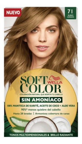 Kit Tintura Wella Professionals  Soft color Tinte de cabello tono 71 rubio ceniza para cabello