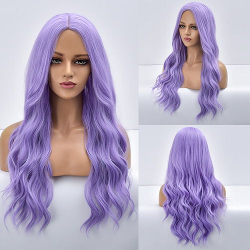Pelucas X 9091 Para Mujer, Pelo Rizado, Color Morado, Seda D