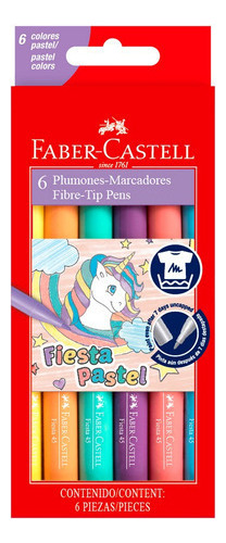 Marcador Fiesta45 Pastel Faber-castell X6 Colores