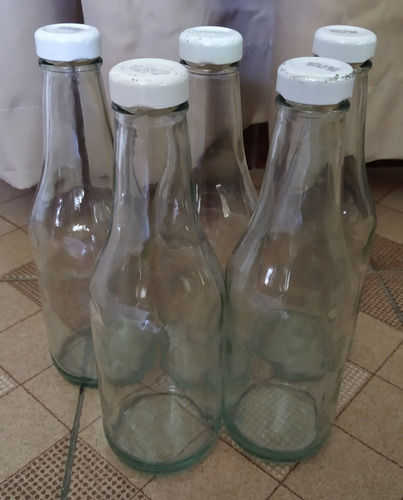 Lote De 5 Botellas De Vidrio Vacías De 410 Ml Con Tapa