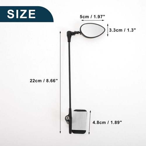 Espejo Retrovisor Para Bicicleta Bike 5x3.3cm Ajustable Black