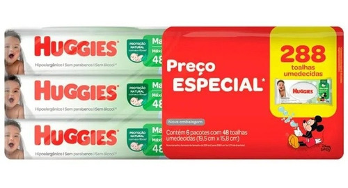 Lenço Umedecido Huggies Max Clean Kit C/ 6 Pacotes 48 Uni