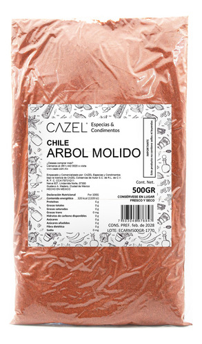 Chile De Arbol Molido En Polvo Oaxaca Natural 500g