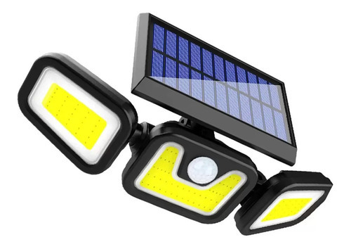 Refletor Luminária Placa Solar Led Sensor Ajustável Dobrável Cor Preto