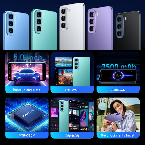 Android Celulares Hot 50 5.0 Pulgadas Barato Ram1gb Y Rom16gb Azul