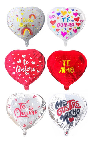 50 Globos De Corazón De 18 Pulgadas Con Diseño San Valentín