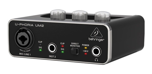 Behringer Um2 Placa De Sonido Usb 2 Canales Home Studio Color Negro