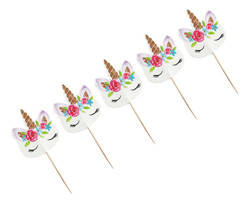 48 Peças De Chapéus De Bolo De Unicórnio Com Padrão Floral P