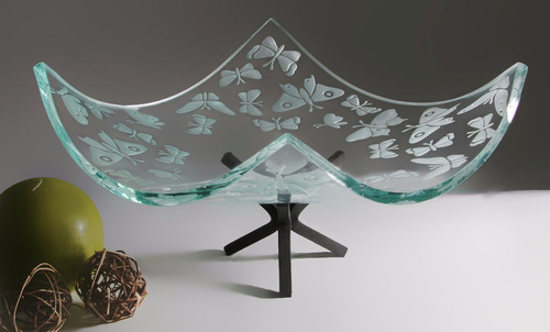 Frutero Centro De Mesa De Cristal Mariposas Decorativo Gde.