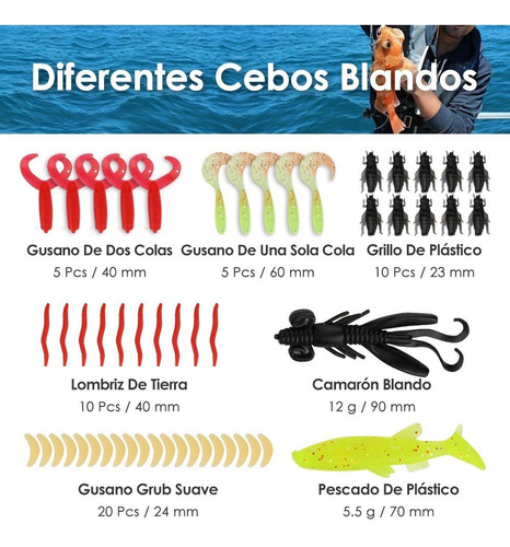 Imagen 2 de 8 de Señuelos De Pesca Pack De 110 Uds Con Caja Armería Virtual