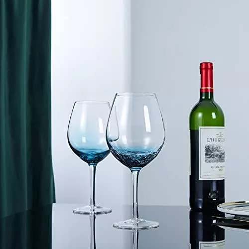 Joeyan Copas de vino hechas a mano, sin tallo, grandes vasos de vino tinto  de cristal, colección de cristalería estética, regalo para el hogar, juego