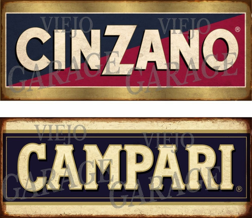 Carteles De Chapa Vintage Cinzano + Campari - Tamaño 35x14cm