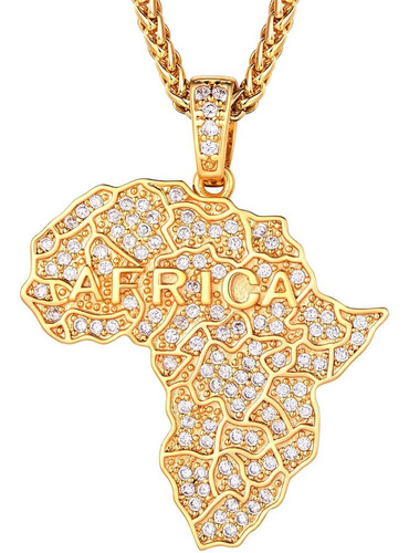 Richsteel África Mapa Colgante Etiopía Collar Hip Hop Viaje