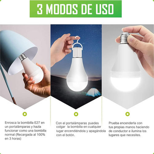 Ampolleta Recargable Ampolleta E27 Ampolleta Emergencia 10w