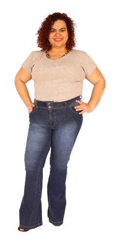 Calça Jeans Flare Stone Plus Size 46 Ao 56 Longa 92cm Entrep