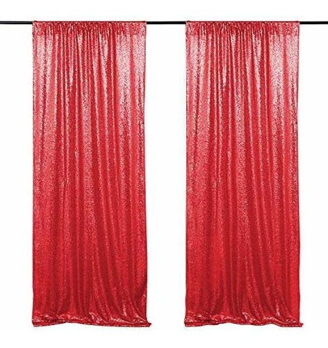 Cortinas De Fondo De Fiesta Brillo Rojo 2 Paneles.