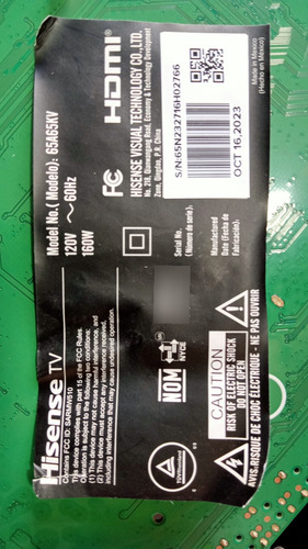 Tarjeta Fuente Hisense 65a65kv Rsag7.820.13042/roh (Usado)
