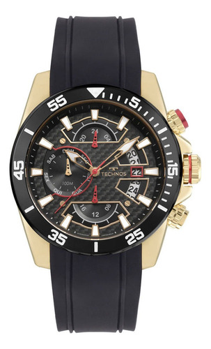 Relógio Technos Masculino Ts Carbon Dourado - Jp15aa/0p Cor da correia Preto Cor do fundo Preto