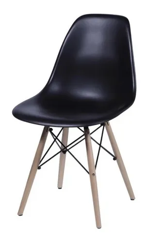 Silla de comedor BoxBit DKR Eames base madera color negro x 2 unidades