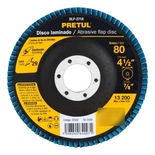 Disco Laminado 4 1/2 Grano 80 Pretul 22352 Paquete 5 Piezas
