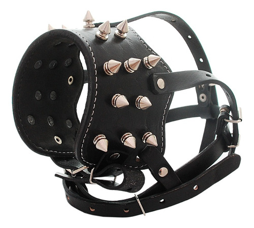 Focinheira De Couro Pitbull Spikes