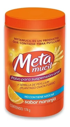 Metamucil Fibra Psyllium Sabor Naranja 174 Gramos