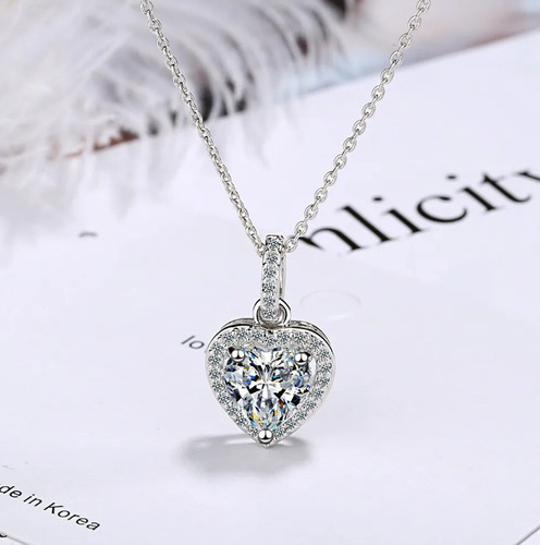Collar De Plata 925 Con Colgante De Corazon /