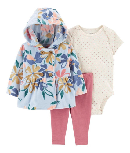 Carter´s. Set 3p. Chaqueta Micro Polar Flores   24 Meses