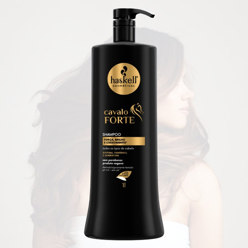 Kit Shampoo Haskell Cavalo Forte Pantenol 1 Litro - 02un