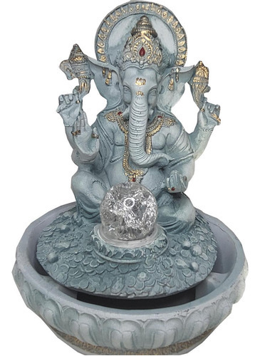 Fonte Decorativa Ganesha Bola Giratória E Led 01034